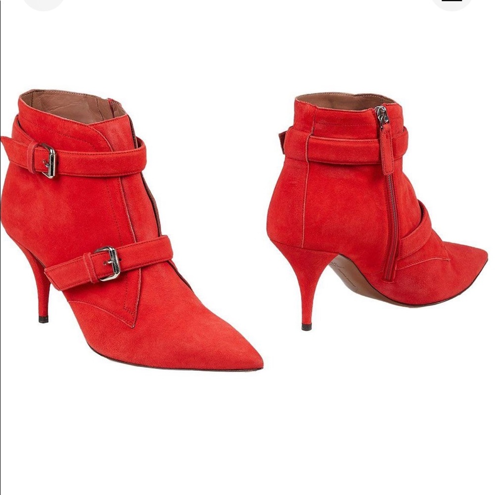 Tabitha Simmons size 38.5 suede Fitz Poppy Red Boots